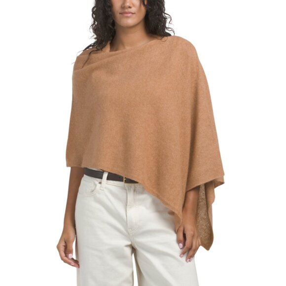 RACHEL ZOE Golden Bark Cashmere Pointed Topper Poncho - Picture 1 of 2
